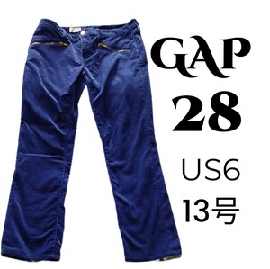 GAPベルベットスキニーパンツ28中古美品USA6ブルー13号アンクル