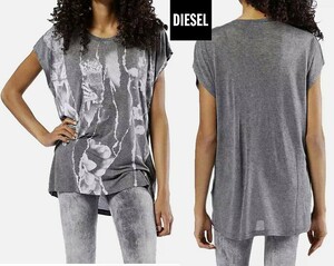 ●DIESEL ディーゼル 反転 ボダニカル カットオフ カットソー グレー レーヨン サイズL程 即決 即納 55DSL ブラックゴールド●449