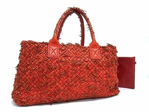 1円 ■美品■ BOTTEGA VENETA ボッテガヴェネタ カバ レザー イントレチャート LIMITED EDITION 202/750 トートバッグ オレンジ系 CC2756