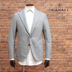 1円/CANALI/50サイズ/極上カシミヤ100％ ジャケット 千鳥格子ツイード Exclusive イタリア製 高級 贅沢 新品/グレー/hb515/