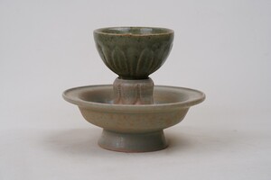 【積古】中国古美術 宋時代 龍泉窯 青磁 天目台茶碗 古玩 骨董 美術品 骨董品 時代物 古美術 唐物 置物 古美術 唐物