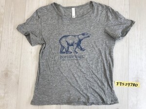 bortsprungt レディース 日本製 クマプリント 半袖Tシャツ 杢グレー