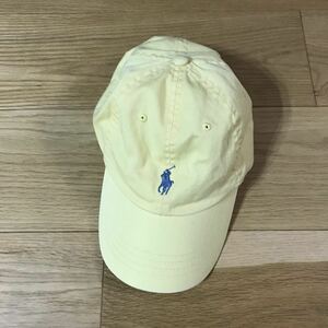 1円スタート！送料込み！POLO RALPH LAUREN ポロラルフローレン コットンチノ ベースボールキャップ 帽子 黄色イエロー×ライトブルー水色