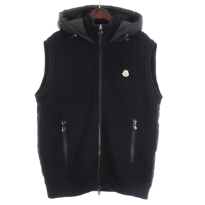 モンクレール MONCLER MAGLIONE TRICOT GILET ダウンベスト ニット 切替 ネイビー XL ■ECS メンズ