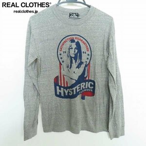 ☆HYSTERIC GLAMOUR/ヒステリックグラマー SATISFACTION プリント リブ付 長袖Tシャツ/ロンT グレー 02171CL04 XS /LPL