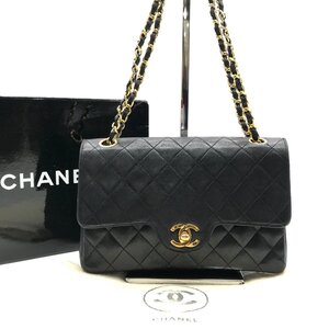 1円 良品 CHANEL シャネル ココマーク マトラッセ ターンロック ダブルフラップ ダブルチェーン ショルダー バッグ ブラック a6720