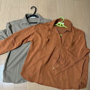 未使用　ローリーズファーム　スキッパーシャツ　シューラルー　シャツ　2枚セット LOWRYS FARM SHOO LA RUE 長袖シャツ　サテンシャツ