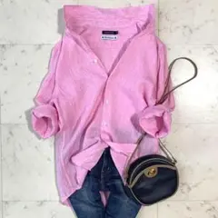 アーバンリサーチ◇フレンチリネンシャツ ＵＶ対策 羽織り ピンク 麻100％