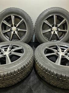 225/65R17 DUNLOP/WINTER MAXX SJ8 17年製 Lofido XT7 17インチ 7J ＋38 114.3 5H スタッドレス 4本 ブラポリ ハリアー RAV4 (南10-C544)