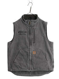  US企画 カーハート モックネック 裏 ボア ダック ベスト メンズ M / CARHARTT パイル フリース フルジップ ワーク 重ね着 前開き 灰 企業