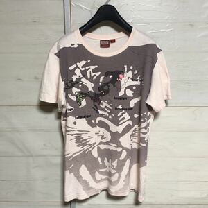 Onitsuka Tiger オニツカタイガー 大虎顔 Tシャツ ピンク L 美品 管理B1216