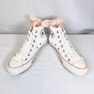 ★CONVERSE★23.0㎝ ハイカットスニーカー コンバース オールスター レディース 白 ホワイト リボン ドット柄 7ホールシューズ S492