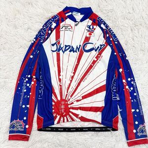 限定品 極美品 パールイズミ PEARLiZUMi サイクルジャージ サイクルジャケット 自転車 JAPANCAP 宇都宮 2006 青 ブルー 白 赤 L 軍艦旗