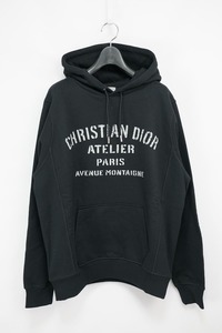 20AW DIOR ATELIER PARIS AVENUE MONTAIGNE Hoodie black ディオール アトリエ ロゴ デザイン フーディ パーカー Sサイズ 043J646A0531