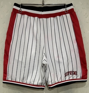 ＊シュプリーム Supreme バスケットボール shorts ショートパンツ ストライプ ロゴ入 S 　　　　　　　 BJBD.E