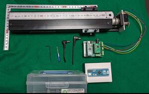 【中古・送料無料】THK LMGuideActuator_KR + Arduino + LV8714TASLDGEVK(モータコントローラ/ドライバ) + MDP-35A(ステッピングモーター)