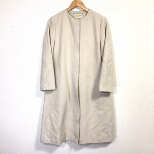 h1190dL UNITED ARROWS TOKYO ユナイテッドアローズ サイズ38 (M位) ノーカラーコート ロングコート ライトグレー カシミヤ混 レディース