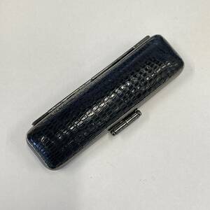 【送料無料】縁起の良い鶴亀　高級 印鑑ケース・トカゲ（本物）柄・青別珍12mm×60mm【No.123】1260tokb