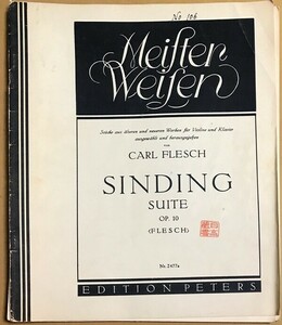 シンディング 組曲 イ短調 Op.10/フレッシュ編 (ヴァイオリン＋ピアノ) 輸入楽譜 SINDING Suite a-moll Op.10/Ed. Flesch 洋書