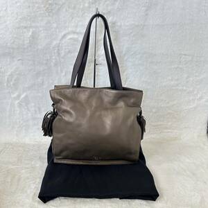 △美品 LOEWE ロエベ ショルダーバッグ フラメンコ 380.85.E16 ブロンズ ダークブラウン レザー ハンドバッグ/管理6086A32-01260001