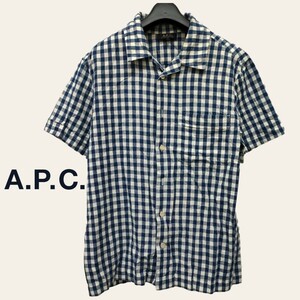 A.P.C / アーペーセー メンズ 半袖ボタンシャツ Sサイズ ネイビー×ホワイト チェック柄 I-4015