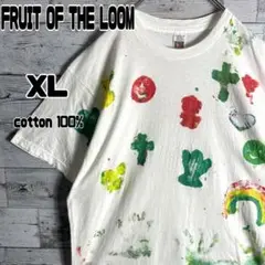 FRUIT OF THE LOOM　アートTシャツ　らくがき　手形　メンズXL