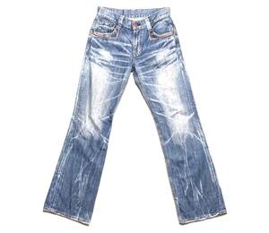 送料900円EDWINエドウィン Blue Trip ブーツカットジーンズ BT5011ハードな擦り洗い加工28インチ76cmカラフルステッチ糸