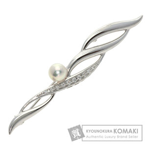 MIKIMOTO ミキモト アコヤパール 真珠 ダイヤモンド ブローチ K18ホワイトゴールド レディース 中古