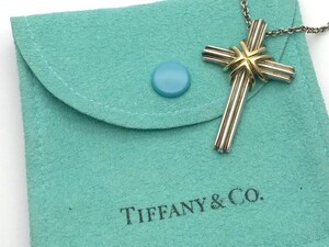 1000円スタート ネックレス TIFFANY&Co. ティファニー シグネチャークロス 925 750 コンビ 保存袋付き アクセサリー 11 L3032