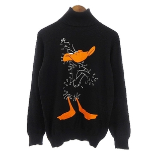 カステルバジャック CASTELBAJAC Daffy Duck ニット セーター 長袖 タートルネック ウール混 ブラック 黒 46 M位 ■SM1 メンズ