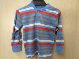 192◆70s USA製 Health-tex キッズ ボーダー長袖Tシャツ◆ヘルステックス size4 子供服 水色系 ゆうパケット発送送料360円 5C