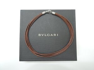 【美品】BVLGARI ブルガリ ネックレス チョーカー 5連 レザー ブラウン アクセサリー BOX付 SAランク BRB・バッグ・財布