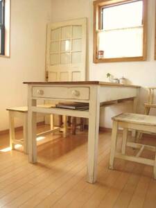 10c…drawer dining TABLE w1500 / notパインテーブル長机作業台