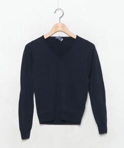 「JOHN SMEDLEY」 Vネックニット S ネイビー レディース