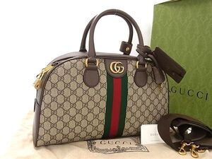 ■新品■未使用■ GUCCI グッチ 723309 サヴォイ GGスプリーム PVC 2WAY ボウリングバッグ ハンドバッグ ショルダー ブラウン系 AX3720