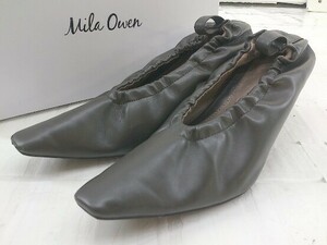 ◇ ◎ Mila Owen ミラ オーウェン シャーリング ヒールパンプス サイズ22.5 ブラック グレー系 レディース