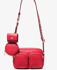 2025春夏新作　日本未発売　直営　MICHAEL KORS Jet Set Medium Leather Crossbody Bag with Case for Apple Airpods Pro　本物をお届け!