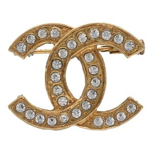 【中古】 CHANEL シャネル ココマーク ラインストーン ブローチ ゴールド ヴィンテージ アクセサリー 24002205 RS