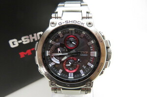 1円～CASIO カシオ G-SHOCK MT-G MTG-B1000B タフソーラー ブルートゥース メンズ クロノ 腕時計 ブラック文字盤 シルバー/レッド　11-4-1