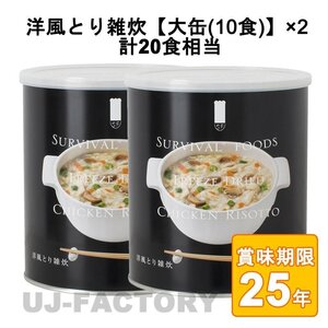 ★サバイバルフーズ★ 洋風とり雑炊 大缶（1号缶）×2缶 計20食相当 (25年保存備蓄食/非常食)