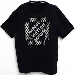 【美品】LOUIS VUITTON ルイヴィトン エンブロイダードシグネチャーコットンTシャツ L ブラック 1AFJFG HQY71W Signature T-Shirt 半袖