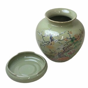 USED 九谷焼 加賀九谷 壺 花瓶 花器 梅 菊 鳥 花生 壺 壷 陶芸 調度品 焼き物 陶器 磁器 保管品 置物 オブジェ まとめて セット 2個