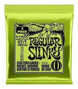 即決◆新品◆送料無料ERNIE BALL 3221 [10-46] REGULAR SLINKY 3セットパック エレキギター弦