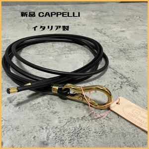 新品 CAPPELLI カペリ カッペリ レザーベルト イタリア製 本革 デコレーション 紐ベルト スキニー 老舗ブランド ブラック 玉FL2540