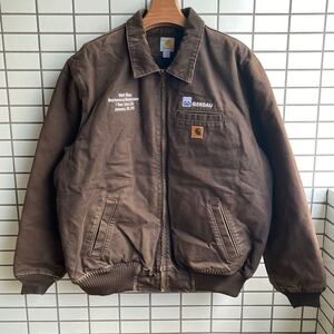 サイズXL Carhartt カーハート バンクストンジャケット メキシコ製 ダック 企業ロゴ刺繍 サンタフェ デトロイト USA ワーク ボンバー