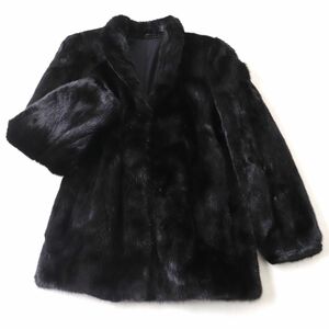 極美品★MINK　ミンク　本毛皮コート　ダークブラウン（ブラックに近い）　11号　毛質艶やか・柔らか◎