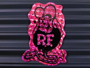 送料\84【Rat Fink・ラットフィンク】※《プリズムステッカー／ピンク》　MOONEYES　ムーンアイズ　(品番RDF043)