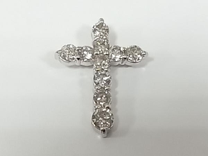 【ダイヤ1ctトップ】K18WG／ダイヤ1.00ct ／トップ／2.2g トップ　クロス　十字架