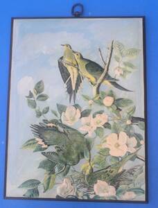 昭和レトロ鳥の描かれた西洋デコパージュ壁掛け古い物壁に掛けて飾る物です