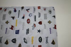 【USEDレア美品NFL全チーム総柄ロゴベッドシーツ】RAIDERS BROWNS STEELERS COLTS PACKERSアメフトVINTAGE生地リメイク手芸裁縫生地